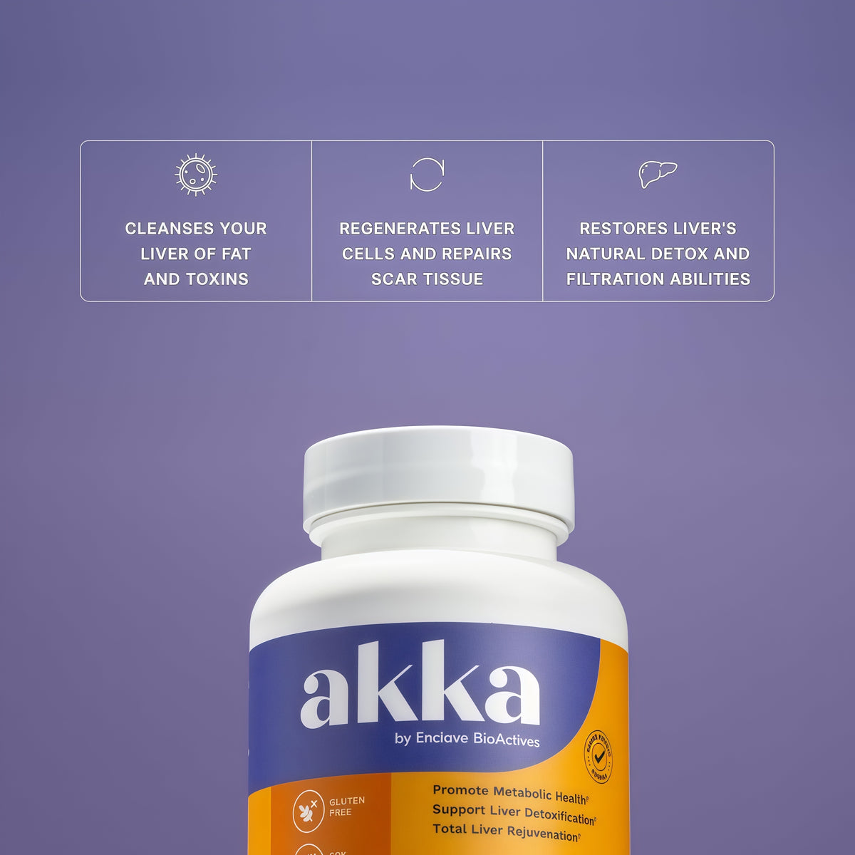 AKKA Akkermansia Probiotic, Liver Cleanse, Detox & Repair, Non-GMO, 60 Caps Liver health support for energy, digestion & metabolism with akkermansia muciniphila. Gluten-free.